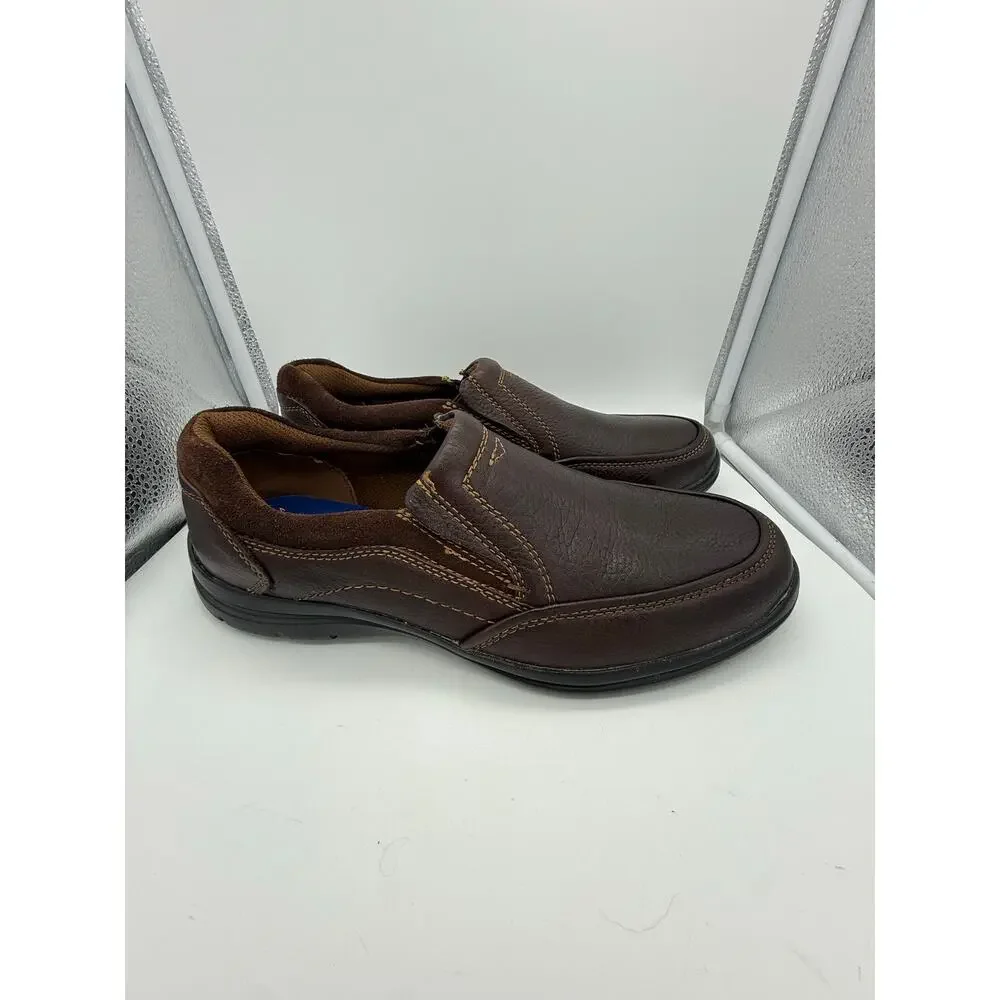 Florsheim Brown Leather Slip On Shoes Size 10.5 Lightweight Memory Foam